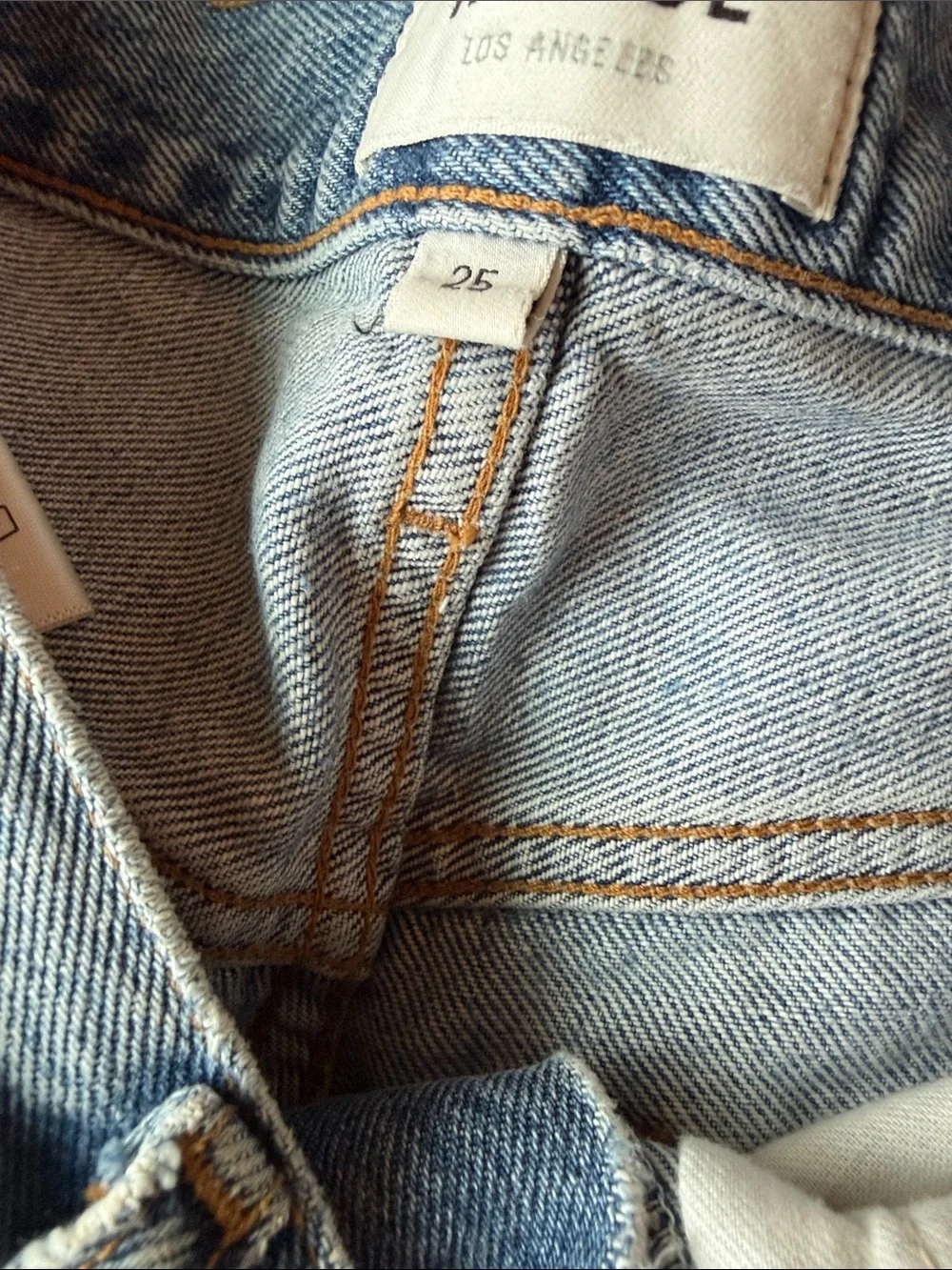 AGOLDE Riley Denim Cut Off Jean Shorts Long Inseam Snapshot Sz 25